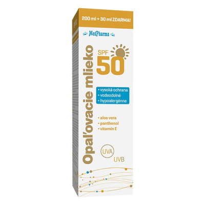 Opaľovacie mlieko SPF50,  200 ml + 30 ml zdarma