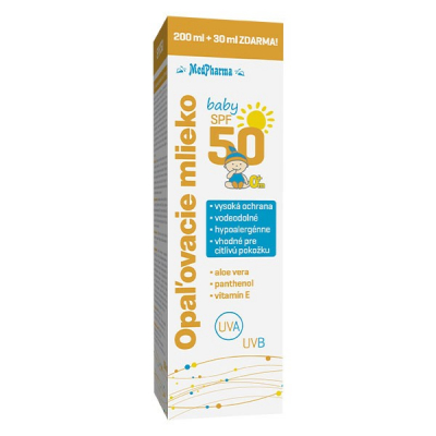 Opaľovacie mlieko SPF50 baby, 200 ml + 30 ml zdarma