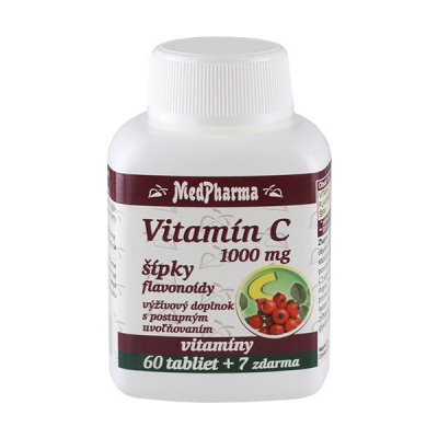 Vitamín C 1000 mg so šípkami, predĺžený účinok, 67 tbl