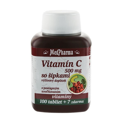 Vitamín C 500 mg so šípkami, predĺžený účinok, 107 tbl
