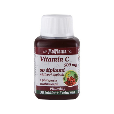 Vitamín C 500 mg so šípkami, predĺžený účinok, 37 tbl