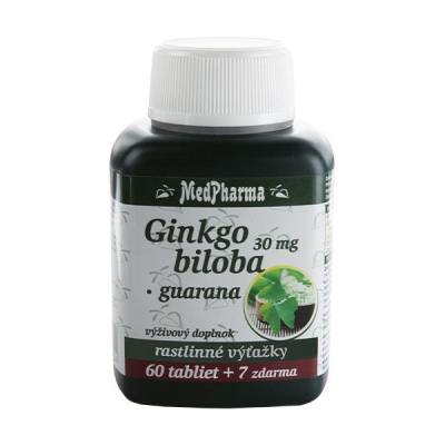 Ginkgo biloba 30 mg + Guarana,  67 tbl