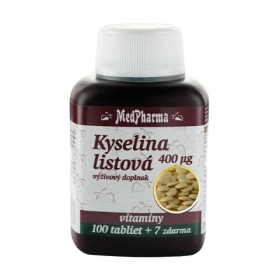 Kyselina listová 400 mcg, 107 tbl