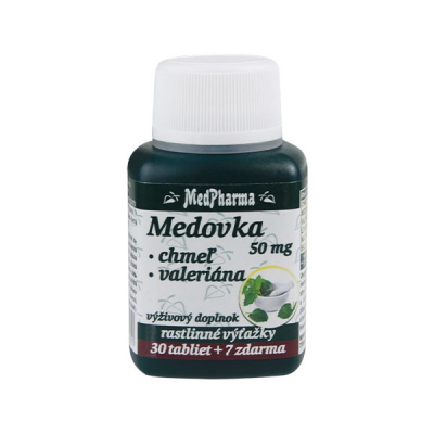 Medovka 50 mg + Chmeľ + Valeriána, 37 tbl