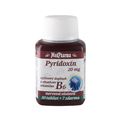 Pyridoxín (vitamín B6) 20 mg, 37 tbl