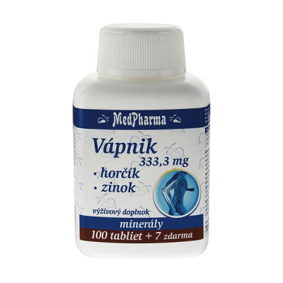 Vápnik 333,3 mg + Horčík + Zinok, 107 tbl
