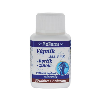 Vápnik 333,3 mg + Horčík + Zinok, 37 tbl