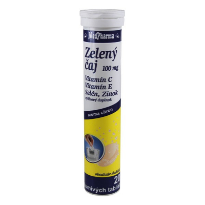 Zelený čaj 100 mg, 20 šumivých tabliet