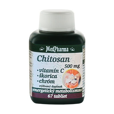 Chitosan 500 mg + Vitamín C + Škorica + Chróm, 67 tbl