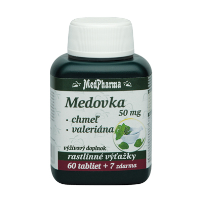 Medovka 50 mg + Chmeľ + Valeriána, 67 tbl