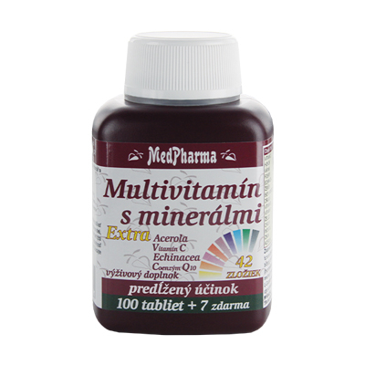 Multivitamín s minerálmi 42 zložiek + extra C, Q10, 107 tbl