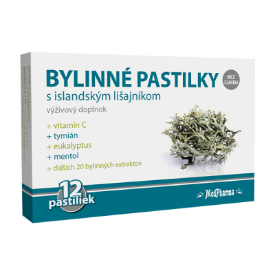 Bylinné pastilky s islandským lišajníkom, 12 ks