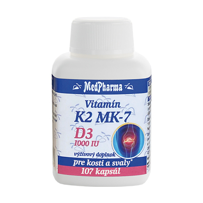 Vitamín K2 MK-7 + D3 1000 IU, 107 kpsl.