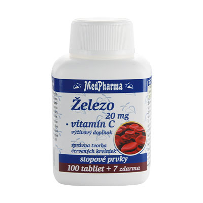 Železo 20 mg + Vitamín C, 107 tbl