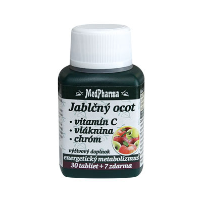 Jablčný ocot + Vitamín C + Vláknina + Chróm, 37 tbl