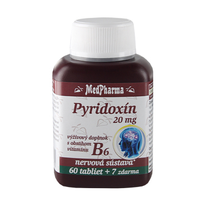 Pyridoxín (vitamín B6) 20 mg, 67 tbl