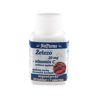 Železo 20 mg + Vitamín C, 37 tbl
