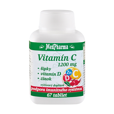 Vitamín C 1200 mg – šípky, vitamín D, zinok, 67 tbl