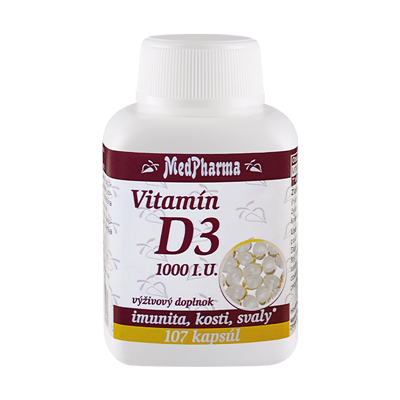 Vitamín D3 1000 I.U., 107 kpsl.