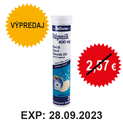 Výpredaj – Vápnik 400 mg + Mg + Zn + Vitamín D3, 20 šumivých tabliet