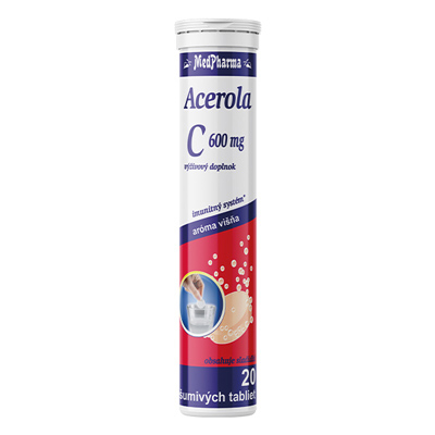 Vitamín C 600 mg + Acerola 200 mg ,  20 šumivých tabliet