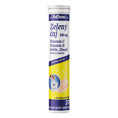 Zelený čaj 100 mg, 20 šumivých tabliet