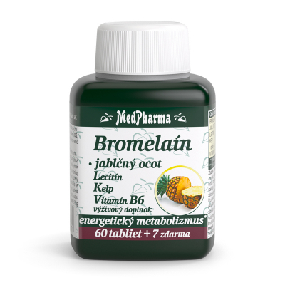 Bromelaín 300 mg + Jablčný ocot + lecitín, 67 tbl