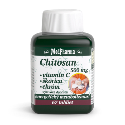 Chitosan 500 mg + Vitamín C + Škorica + Chróm, 67 tbl