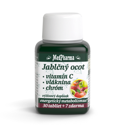 Jablčný ocot + Vitamín C + Vláknina + Chróm, 37 tbl