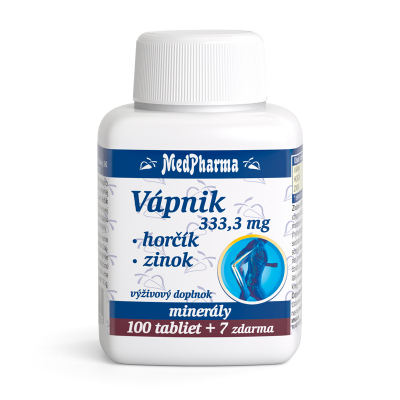 Vápnik 333,3 mg + Horčík + Zinok, 107 tbl