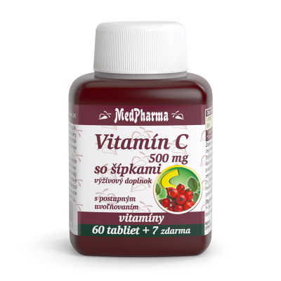 Vitamín C 500 mg so šípkami, predĺžený účinok, 67 tbl