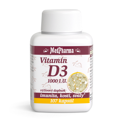 Vitamín D3 1000 I.U., 107 kpsl.