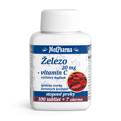 Železo 20 mg + Vitamín C, 107 tbl