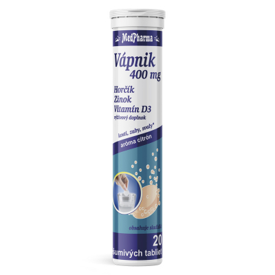 Vápnik 400 mg + Mg + Zn + Vitamín D3, 20 šumivých tabliet