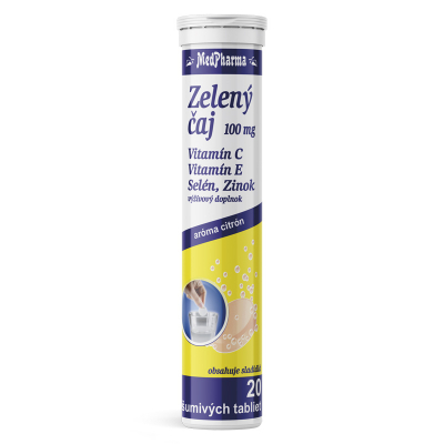 Zelený čaj 100 mg, 20 šumivých tabliet